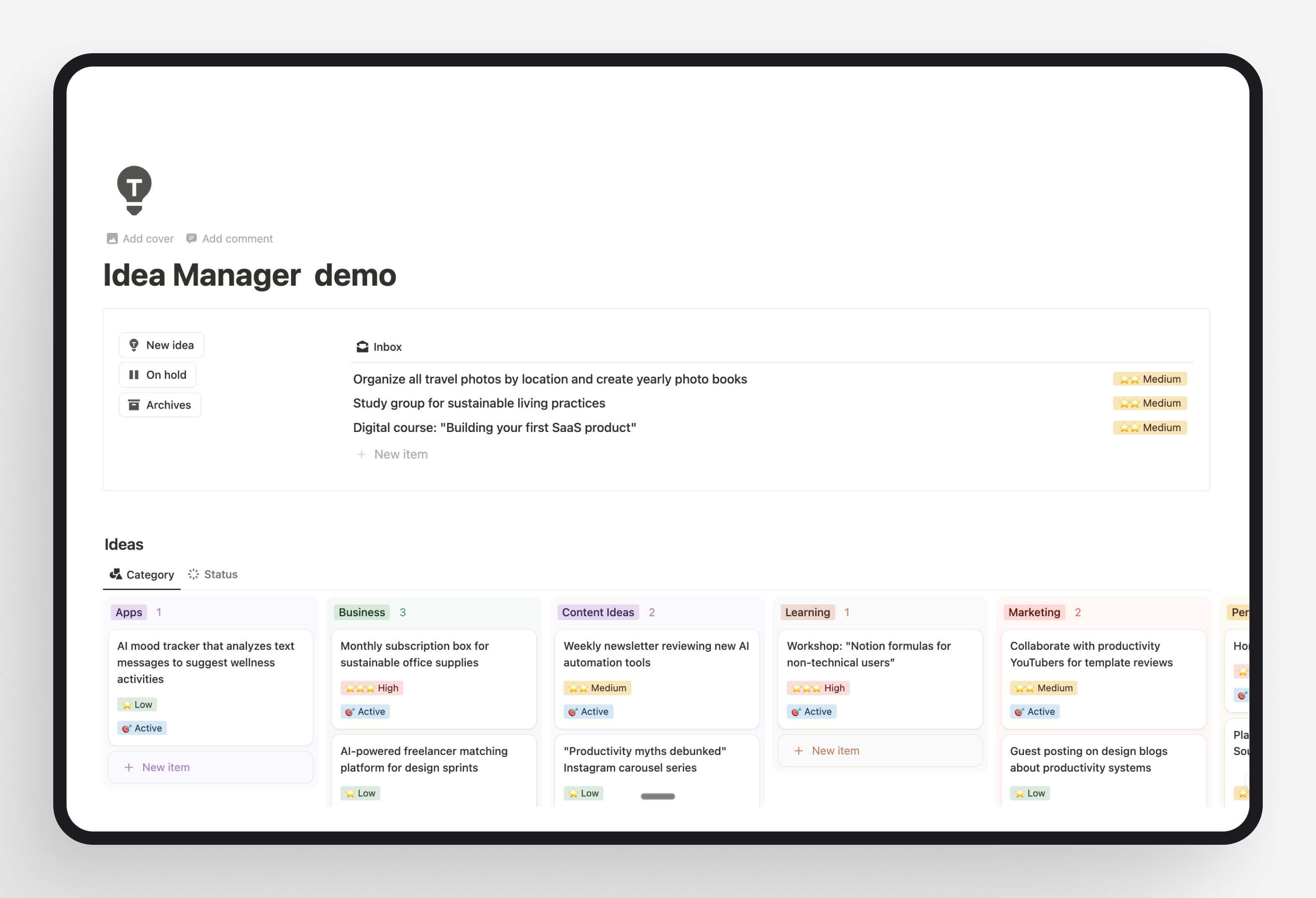 Idea Manager Dashboard